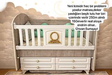 beşik tülü: Oğlan və qız üçün, İşlənmiş, Dördbucaq, Beşik, Dəst ilə, Matras ilə, Yellənmə mexanizmsiz — 1
