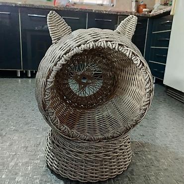 Продажа кошек: Плетеная лежанка для кошек, выполненная в форме головы кошки с ушками — 2