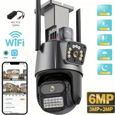 wifi ip kamera: 6MP WiFi PTZ təhlükəsizlik kamerası (3MP + 3MP dual lens) - Dual