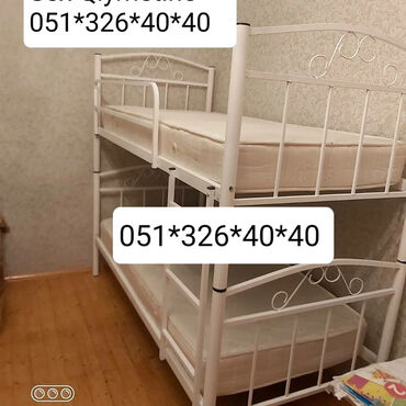 Детские двухъярусные кровати: Новый, Для девочки и мальчика, С матрасом, Без выдвижных ящиков, Азербайджан