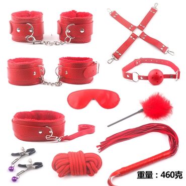 интим одежды: Красный БДСМ набор 10 предметов, набор аксессуаров, BDSM, аксессуары