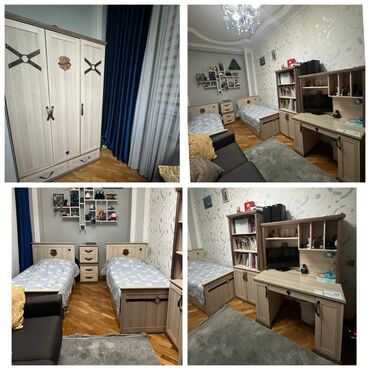 uşaq krafatı: Oğlan üçün, İşlənmiş, 2 təknəfərlik çarpayı, Komod, Yazı masası, Dolab