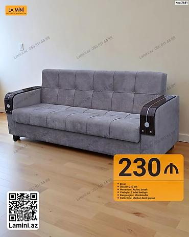 Məhsul: Divan (Kod: 2681) - Ölçü: 210 sm - Mexanizm: Açılan, bazalı