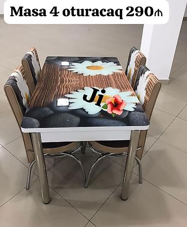 stol dəst: Mətbəx üçün, Yeni, Açılmayan, Dördbucaq masa, 4 stul — 1