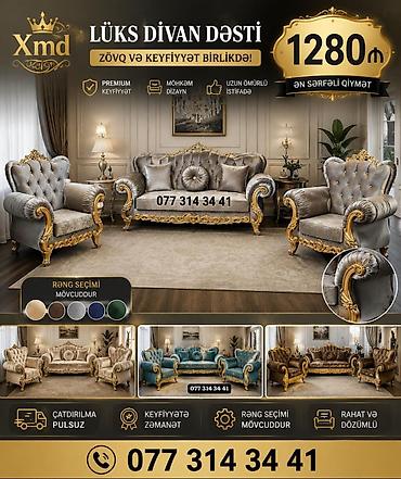 Masa və oturacaq dəstləri: Masa və 6 stul dəsti – Xmd • Komplekt: 1 yemək masası + 6 ədəd stul — 103