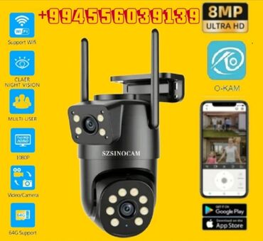 Фото и видеокамеры: Wifi Kameralar 8MP Ultra HD İki Linzalı WiFi Təhlükəsizlik Kamerası -