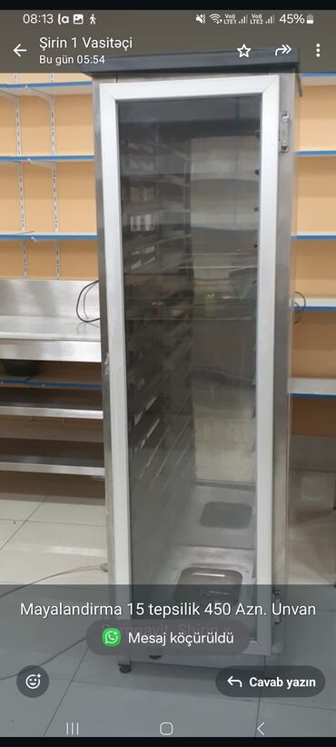 Digər restoran, kafe avadanlığı: Mayalandirma 15 tepsilik 450 Azn. Unvan Sumqayit. Shirin x