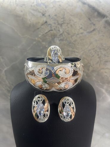 серьги кольцо набор серебро: Шикарный набор из родированного серебро с пробой 925 с напылением