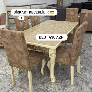 Комплекты столов и стульев: Для гостиной, Новый, Раскладной, Квадратный стол, 6 стульев, Азербайджан