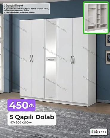Mebel: 5 qapılı paltar dolabı – 47×200×200 sm - Material: 18 mm laminat - — 1