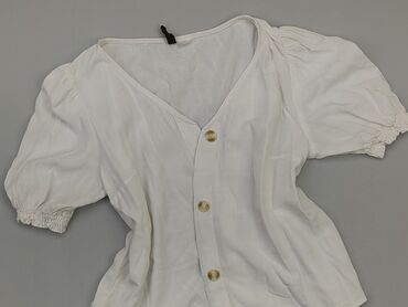 białe bluzki krótki rękaw eleganckie: Bluzka Damska, H&M, S, stan - Dobry