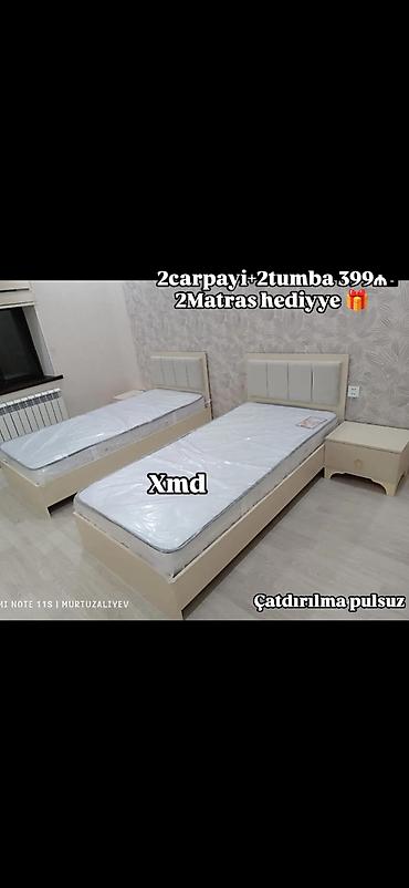matras satisi: İki nəfərlik dəst: 2 çarpayı + 2 tumba. Rəng – açıq krem/bej tonları — 1