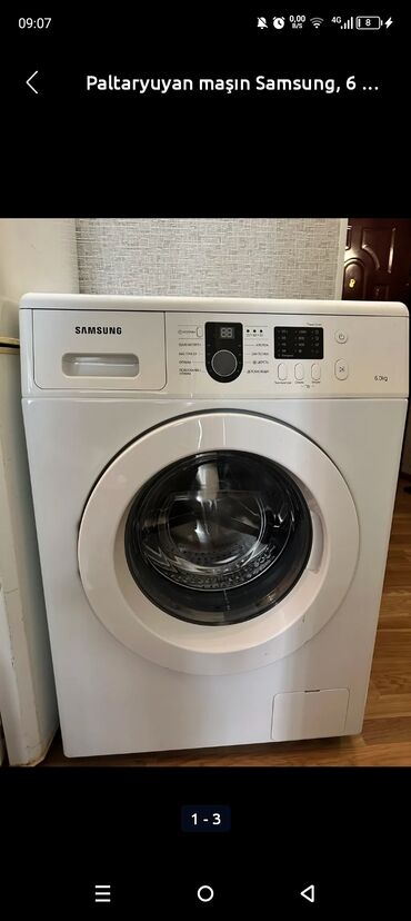 ucuz paltar yuyan masin: Paltaryuyan maşın Samsung, 6 kq, İşlənmiş, Avtomat, Qurutma var