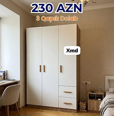 iskaf: 3 qapılı geyim dolabı Qiymət: 230 AZN Ölçülər: D 47 × H 200 × U 120 — 1