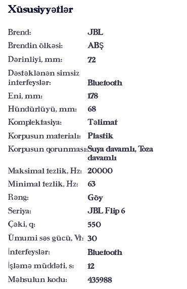 dinamikleri: İşlənmiş JBL Kolonka, Növ - Bluetooth — 6