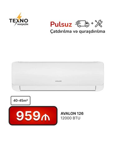 kondisioner balaca: Kondisioner 40-45 kv. m, Split sistem, Kredit yoxdur, Pulsuz quraşdırılma