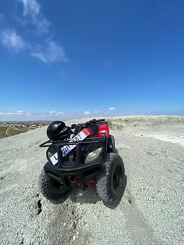 atv moped: ATV kros qvadrasi – qırmızı/qara rəngdə, ön və arxa baqaj çərçivələri — 4