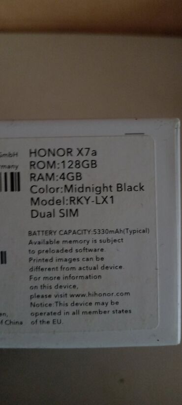 ponco heklan tezak okog: Honor X7a, 128 GB, color - Black, Guarantee, Fingerprint, Dual SIM cards