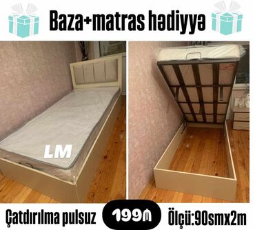 tək çarpayılar: Oğlan və qız üçün, Yeni, Çarpayı, Bazalı, Matras ilə, Siyirməsiz