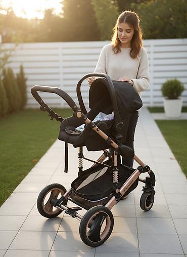 Коляски: Коляска, цвет - Черный, Б/у — 1