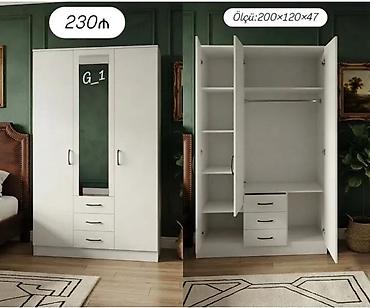 Ağ rəngli üç qapılı paltar dolabı - Ölçü: 200 × 120 × 47 sm - Ön lalafo.az -da Ağ rəngli üç qapılı paltar dolabı - Ölçü: 200 × 120 × 47 sm - Ön