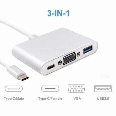 vga на dvi: Адаптер MULTIPORT «3-в-1» Type C - VGA / USB / Type C, Silver