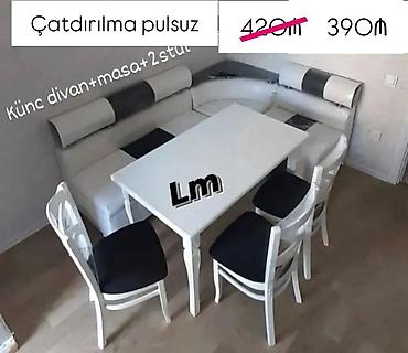 Divan və masa dəstləri: Mətbəx üçün künc dəsti - Komplekt: künc divan + masa + 2 ədəd stul - — 1