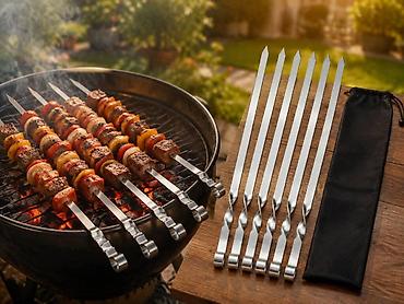şişlər: Şiş tikə 1.0x60sm 6pcs parçada Bu 6 ədədli şiş tikə dəsti, mükəmməl — 2