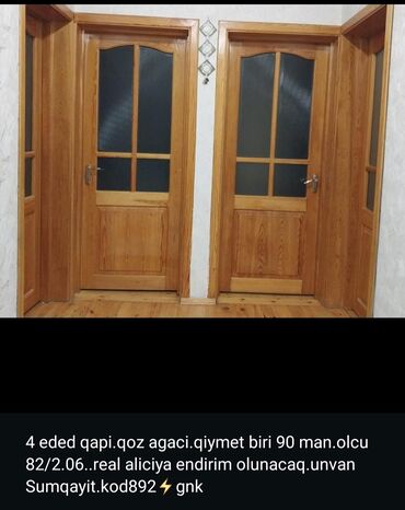 plasmas qapi: 4 eded qoz ağacından qapılar 1 ededi 90azn