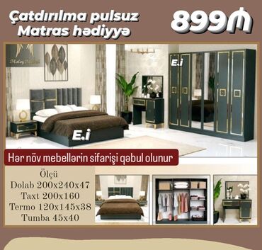Dolablar: İkinəfərlik çarpayı, Dolab, Termo, 2 tumba, Yeni