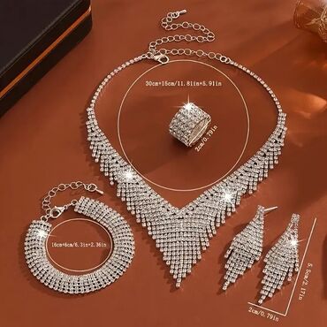 Setovi nakita: Set: Minđuše, Narukvica, Ogrlica, Materijal: Hirurški čelik — 8