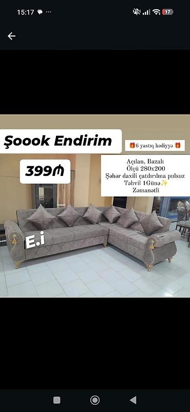 L şəkilli açılan, bazalı künc divan - Ölçü: 280x200 sm - Bazalı və lalafo.az -da L şəkilli açılan, bazalı künc divan - Ölçü: 280x200 sm - Bazalı və