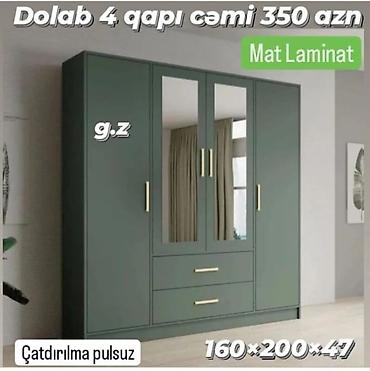 ucuz dolablar: Məhsul: 4 qapılı dolab - Material: Mat laminat - Rəng: Yaşıl tonlarda — 1
