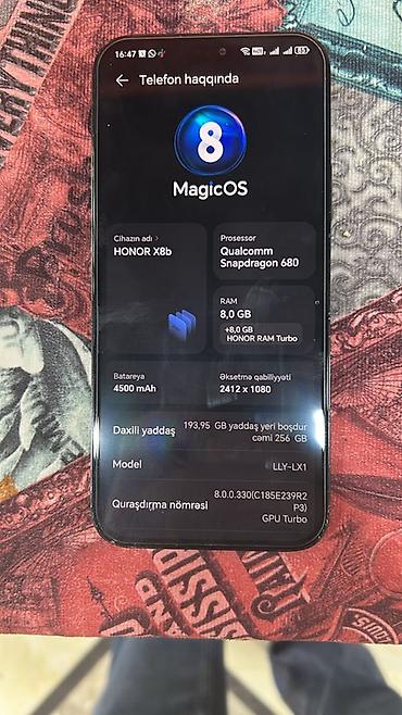 honor x8b barter: Honor X8b, 256 GB, rəng - Qara, Sensor, Barmaq izi, Face ID — 2