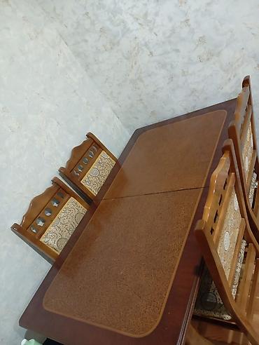 müdir masası: Qonaq otağı üçün, İşlənmiş, Açılan, Dördbucaq masa, 6 stul — 2