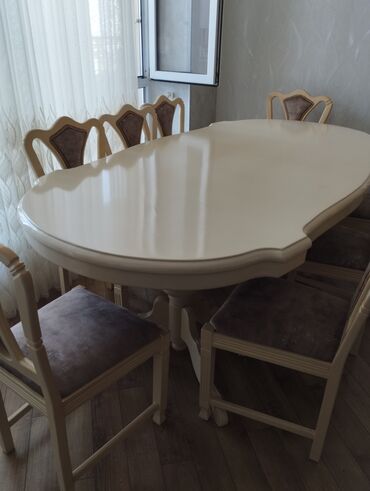 malaziya masa ve oturacaq: Для гостиной, Б/у, Нераскладной, Овальный стол, 8 стульев, Малайзия