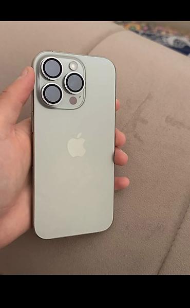 Apple iPhone: IPhone 16 Pro, Б/у, 128 ГБ, Natural Titanium, Зарядное устройство, Защитное стекло, Чехол, 88 % — 1