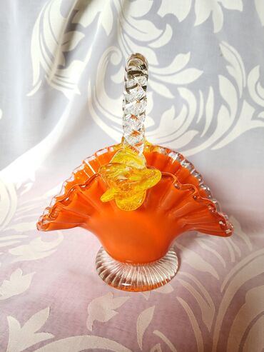 Ostali kućni dekor: Murano nova korpa,duvano staklo 70te. Korpica nova,sve na njoj je — 6