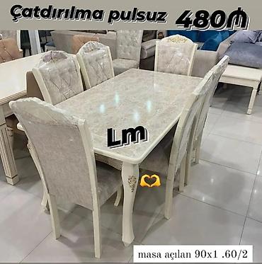 stul ortuyu: Qonaq otağı üçün, Yeni, Dördbucaq masa, 6 stul — 1