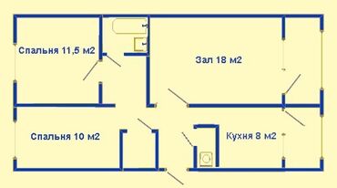 планировка 2 комнатной квартиры 105 серии: 3 комнаты, 80 м², 105 серия, 6 этаж, Без ремонта