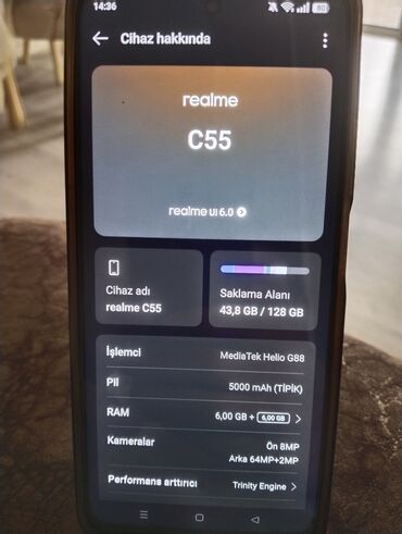 ikinci əl kondisonerlər: Realme C55, 128 ГБ, цвет - Синий