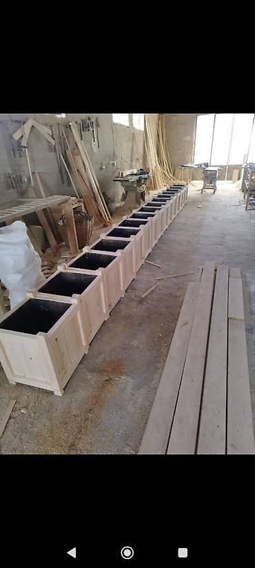 dibcek qablari: Ağacdan dekorativ güldan/qutu tipli dibçəklər - Material: təbii ağac — 1