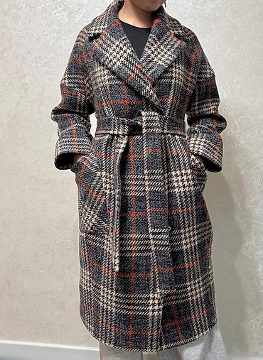 zara l: Пальто, Осень-весна, Кашемир, По колено, С поясом, 2XL — 8