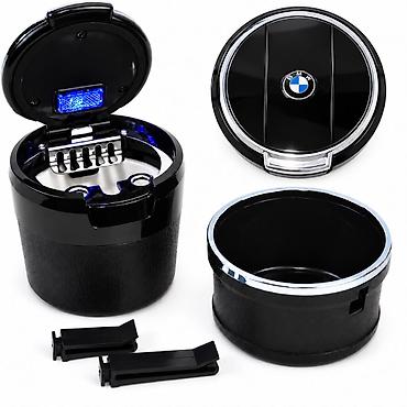 Nəqliyyat: BMW loqolu avtomobil üçün LED işıqlı külqabı — qara İç hissəsi — 2