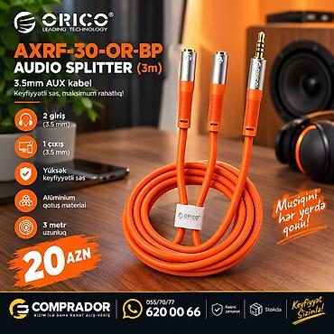 🔥 ORICO AXRF-30-OR-BP 3M AUX Audio Cable – Yüksək Keyfiyyətli Səs və