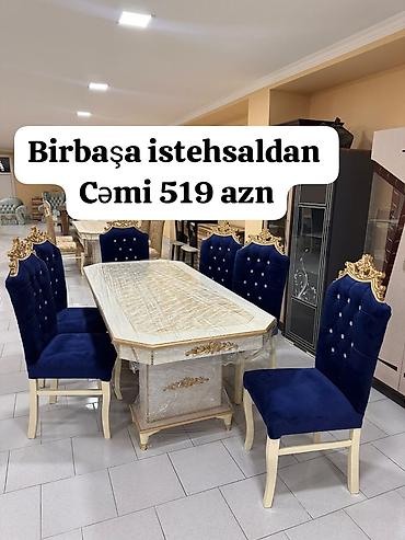 mdf panel: Qonaq otağı üçün, Yeni, Açılmayan, Dördbucaq masa, 6 stul — 1