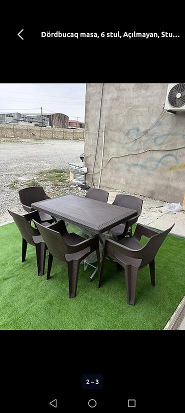 plastik kamod: 6 nəfərlik bağ və balkon masa dəsti - Tərkib: 1 ədəd dördbucaqlı masa — 1