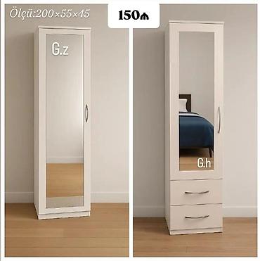 qarderob modelleri: Aynalı tək qapılı şkaf - Ölçü: 200 × 55 × 45 sm (şəkildə göstərilib) — 1