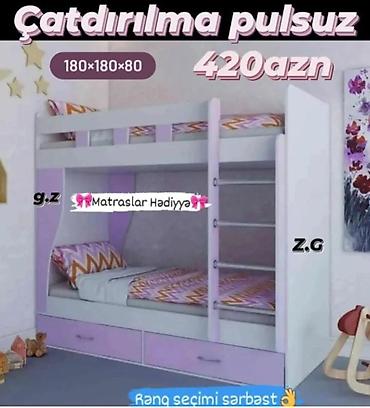 ağac dərmanları: İki mərtəbəli uşaq çarpayıları - Ölçü: 180×180×80 - Material: ağac — 3
