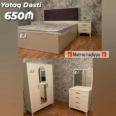 taxta dolab: Yataq Dəsti – 650₼ Hədiyyə: Matras Komplekt: - Geniş ikinəfərlik — 1